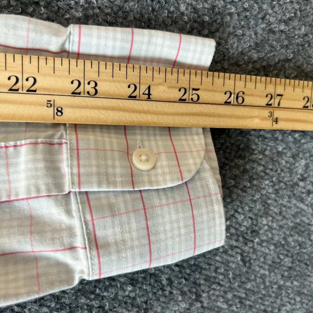 J.Crew Mens Performance Slim Fit Shirt Large White Pink Plaid Long Sleeve Button